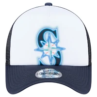 Toddler New Era  White/Navy Seattle Mariners Painted A-Frame 9FORTY Trucker Adjustable Hat