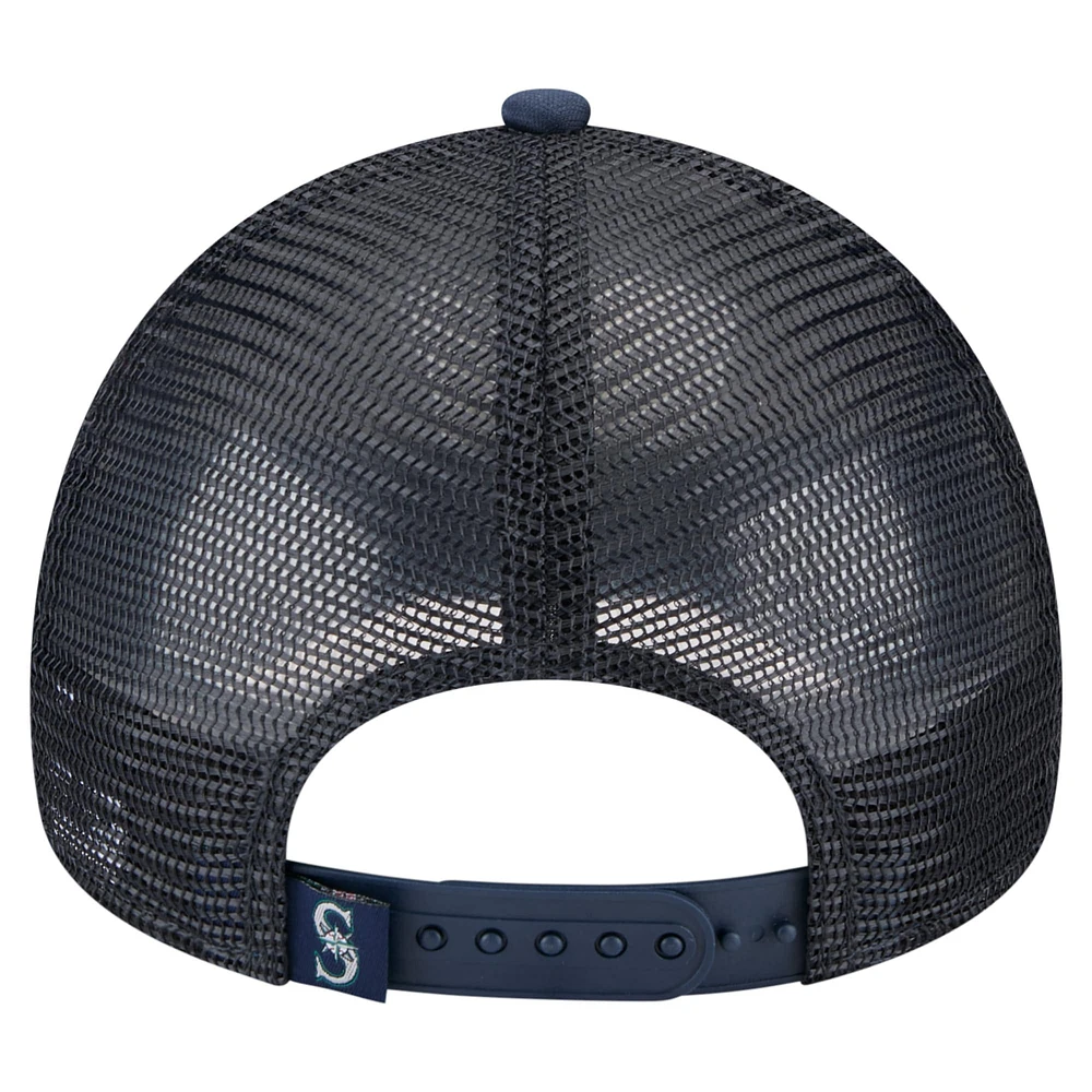 Toddler New Era  White/Navy Seattle Mariners Painted A-Frame 9FORTY Trucker Adjustable Hat