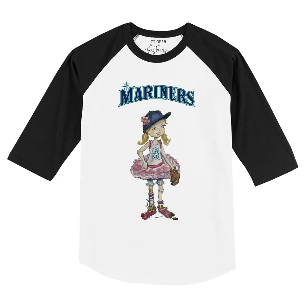 Lids Seattle Mariners Tiny Turnip Youth Babes Raglan 3/4 Sleeve T-Shirt -  White/Black