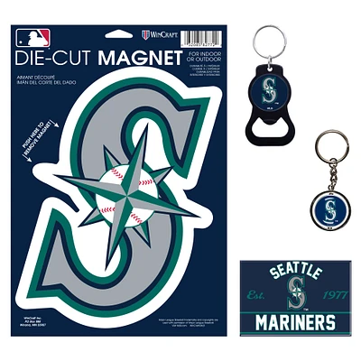 Lot de 4 porte-clés et aimants WinCraft Seattle Mariners