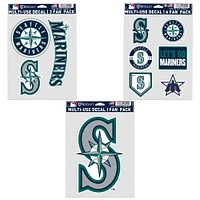 Lot de trois autocollants pour supporters des Mariners de Seattle de WinCraft