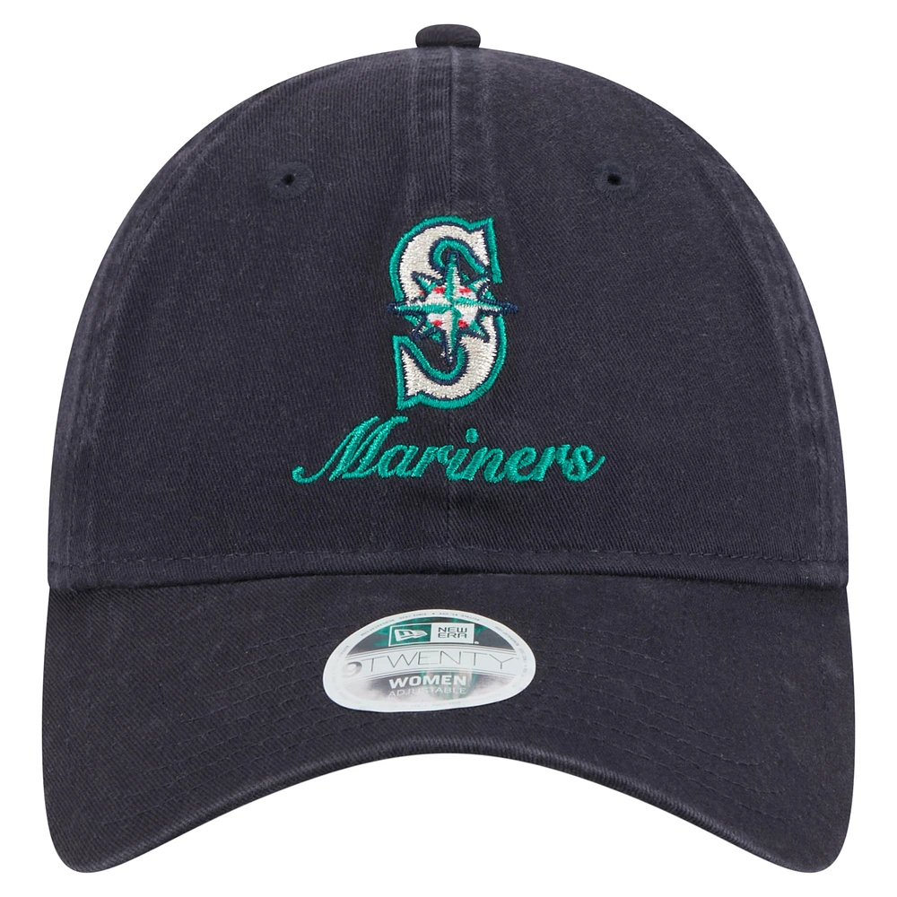 Women's New Era  Navy Seattle Mariners Preppy Team 9TWENTY Adjustable Hat