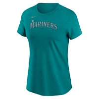 Women's Nike  Aqua Seattle Mariners Wordmark T-Shirt