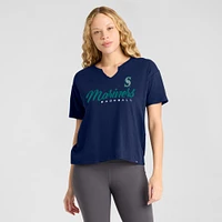 Women's Profile  Navy Seattle Mariners Plus Wordmark Notch Neck T-Shirt