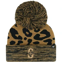 Women's '47 Seattle Mariners Leopard Rosette Cuffed Knit Hat with Pom