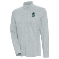 Women's Antigua  Heather Gray Seattle Mariners Confront Quarter-Zip Pullover Top