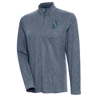 Women's Antigua  Heather Navy Seattle Mariners Confront Quarter-Zip Pullover Top