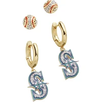 Ensemble de boucles d'oreilles pour femme BaubleBar Gold Seattle Mariners Team