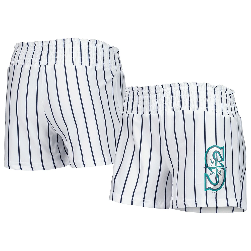 Women's Concepts Sport White Seattle Mariners Reel Pinstripe Sleep Shorts