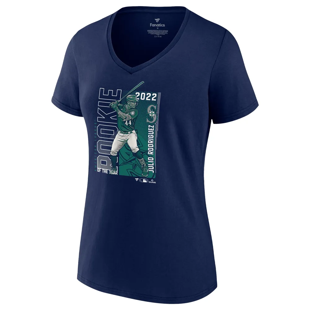 Fanatics Branded Women's Fanatics Branded Julio Rodriguez Navy Seattle  Mariners 2022 AL Rookie of the Year - V-Neck T-Shirt