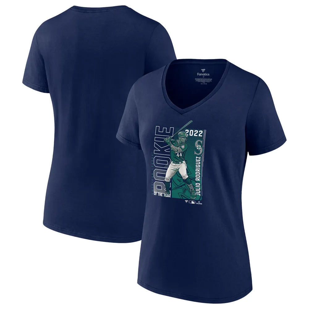 Fanatics Branded Women's Fanatics Branded Julio Rodriguez Navy Seattle  Mariners 2022 AL Rookie of the Year - V-Neck T-Shirt