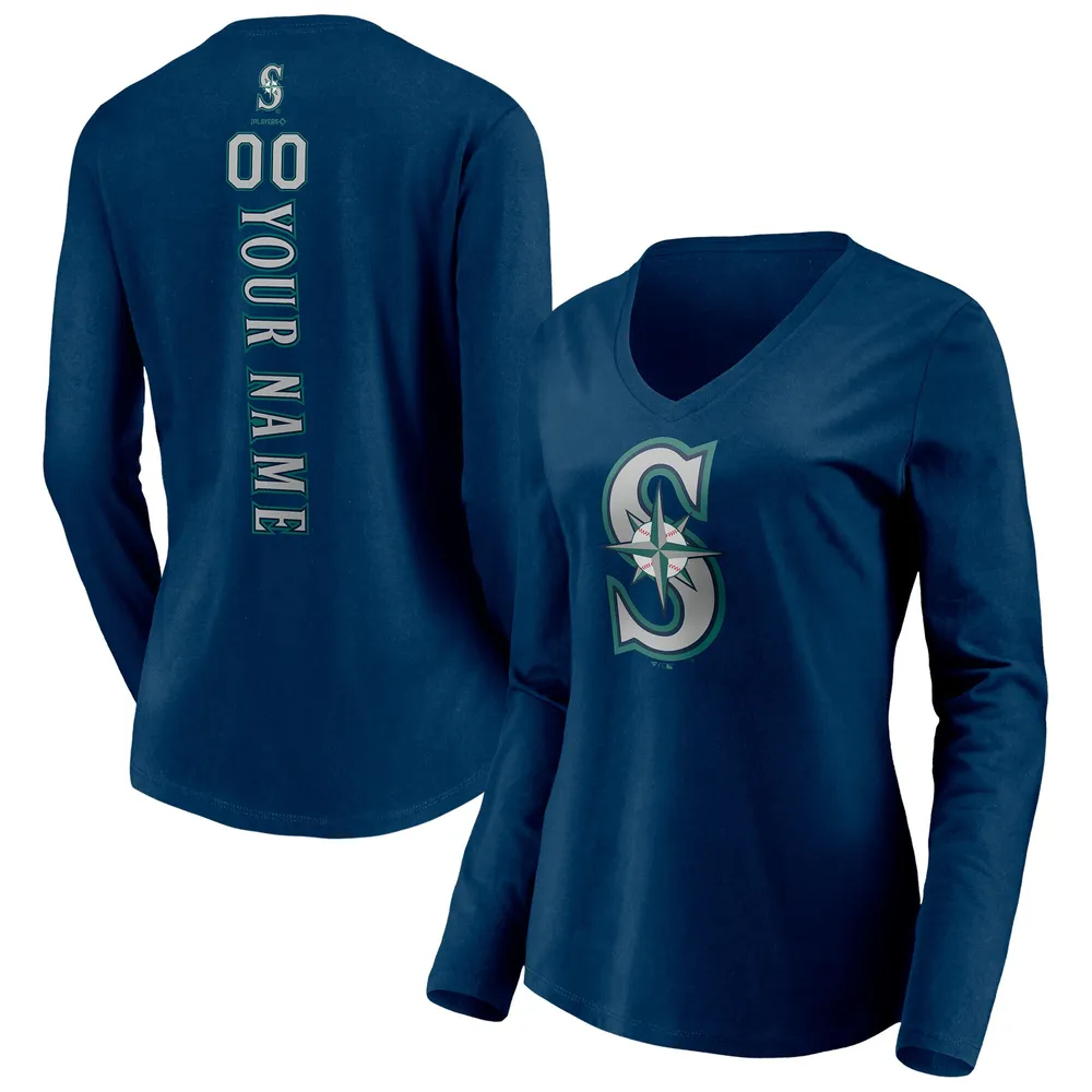 Lids Seattle Mariners Fanatics Branded Women's Playmaker Personalized Name  & Number Long Sleeve V-Neck T-Shirt - Navy