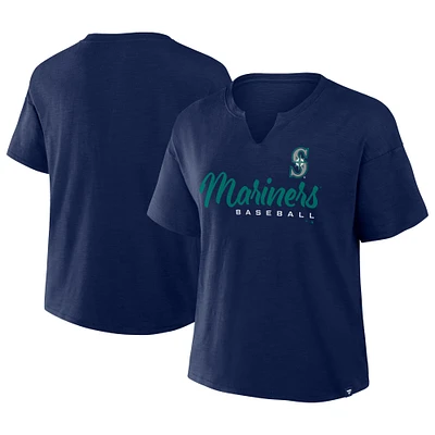 Women's Fanatics Navy Seattle Mariners Fan Fave Stadium Slub Boxy T-Shirt