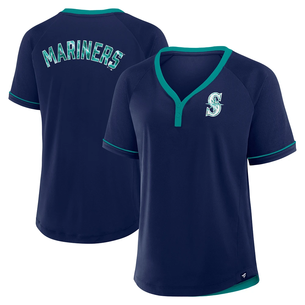 T-shirt à col en V Diva Star de la Ligue des Mariners Seattle pour femmes Fanatics Navy