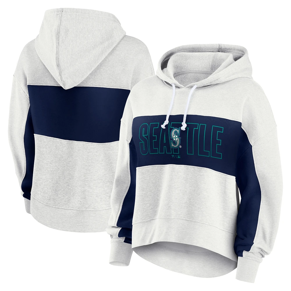 Women's Fanatics Oatmeal Seattle Mariners Up For It Fleece Pullover Hoodie