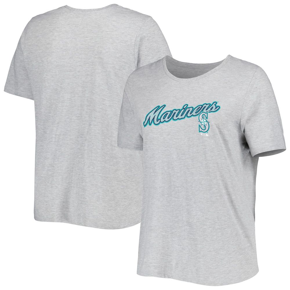 Profile Women's Heather Gray Seattle Mariners Plus Team Scoop Neck T-Shirt