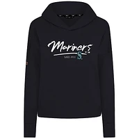 Women's Levelwear Black Seattle Mariners Accolade Sweet Express Cropped Tri-Blend Pullover Hoodie