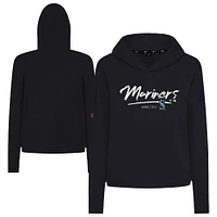 Women's Levelwear Black Seattle Mariners Accolade Sweet Express Cropped Tri-Blend Pullover Hoodie