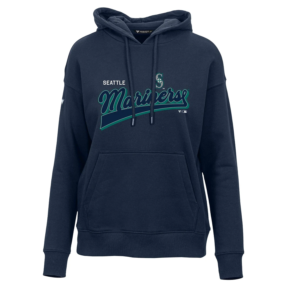 Sweat à capuche bleu marine Seattle Mariners Adorn Retro Team 2.0 pour femme Levelwear