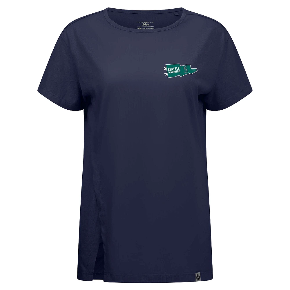 Women's Levelwear Navy Seattle Mariners Influx Rafters T-Shirt