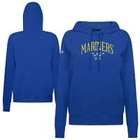 Women's Levelwear Royal Seattle Mariners  Adorn Throwback Spellout Pullover Hoodie