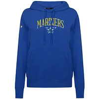 Women's Levelwear Royal Seattle Mariners  Adorn Throwback Spellout Pullover Hoodie