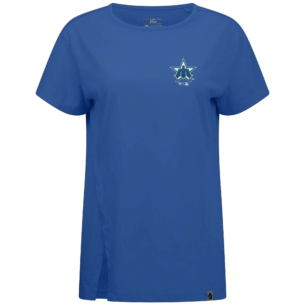 Women's Levelwear Royal Seattle Mariners Cooperstown Collection Influx Core Logo T-Shirt