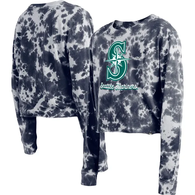 Women's New Era College Navy Seattle Seahawks Tie-Dye Long Sleeve T-Shirt