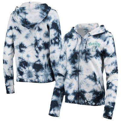 Women's New Era Navy Seattle Mariners Tie-Dye Fleece Full-Zip Hoodie