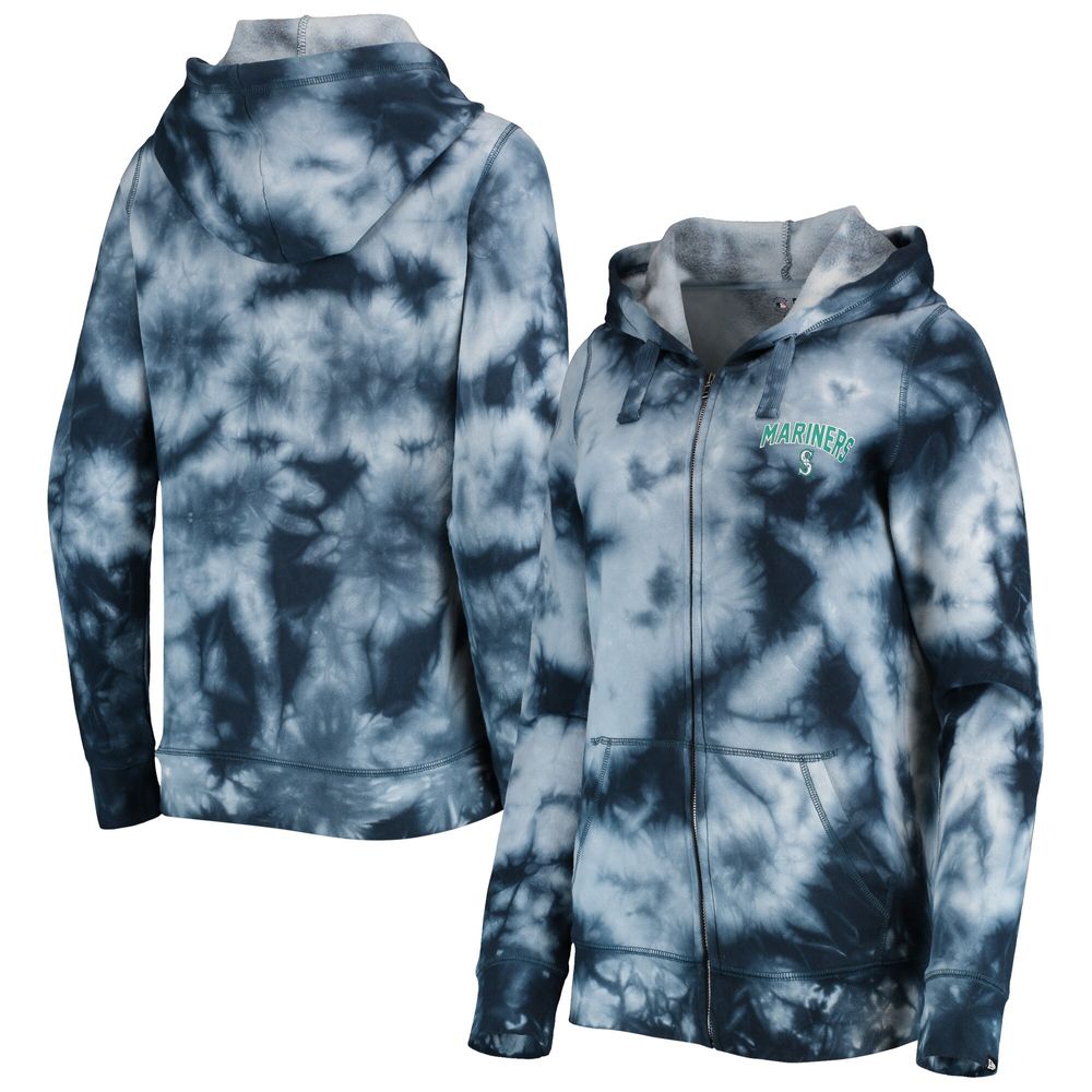 Women's New Era Navy Seattle Mariners Tie-Dye Full-Zip Hoodie