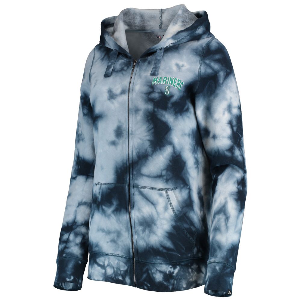 Women's New Era Navy Seattle Mariners Tie-Dye Full-Zip Hoodie