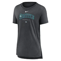 Women's Nike Heather Charcoal Seattle Mariners Authentic Collection Early Work Tri-Blend T-Shirt