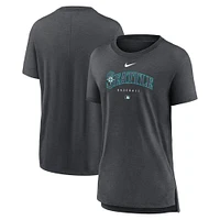 T-shirt en trois mélanges Nike Heather Charcoal Seattle Mariners Authentic Collection Early Work pour femme