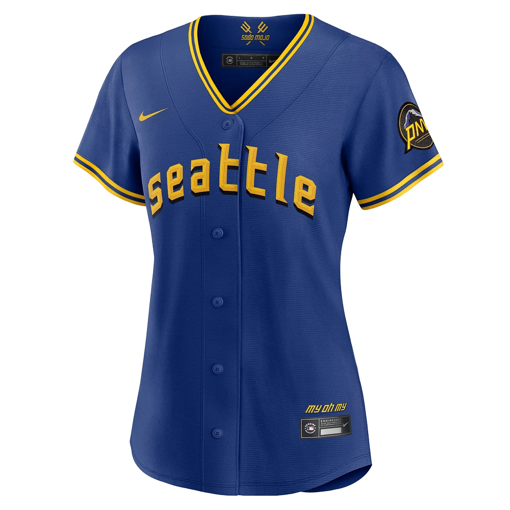 Maillot de joueur réplique Nike Julio Rodríguez Royal Seattle Mariners City Connect pour femme