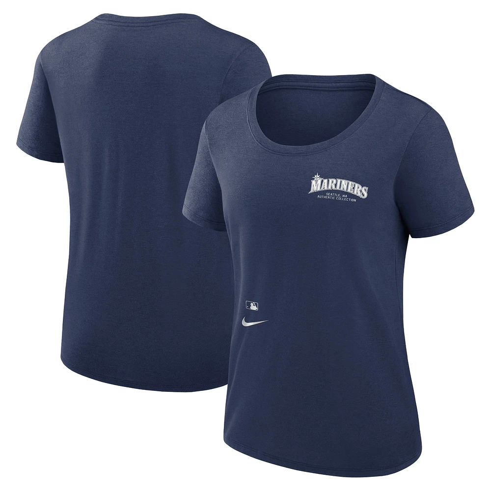 T-shirt Nike bleu marine Seattle Mariners Authentic Collection Performance à encolure dégagée pour femme