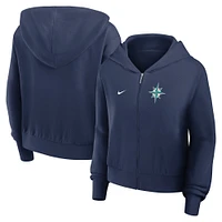 Women's Nike Navy Seattle Mariners Cropped Chill Full-Zip Hoodie