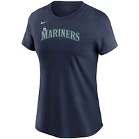 T-shirt pour femme Nike Seattle Mariners Wordmark bleu marine