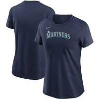 T-shirt pour femme Nike Seattle Mariners Wordmark bleu marine