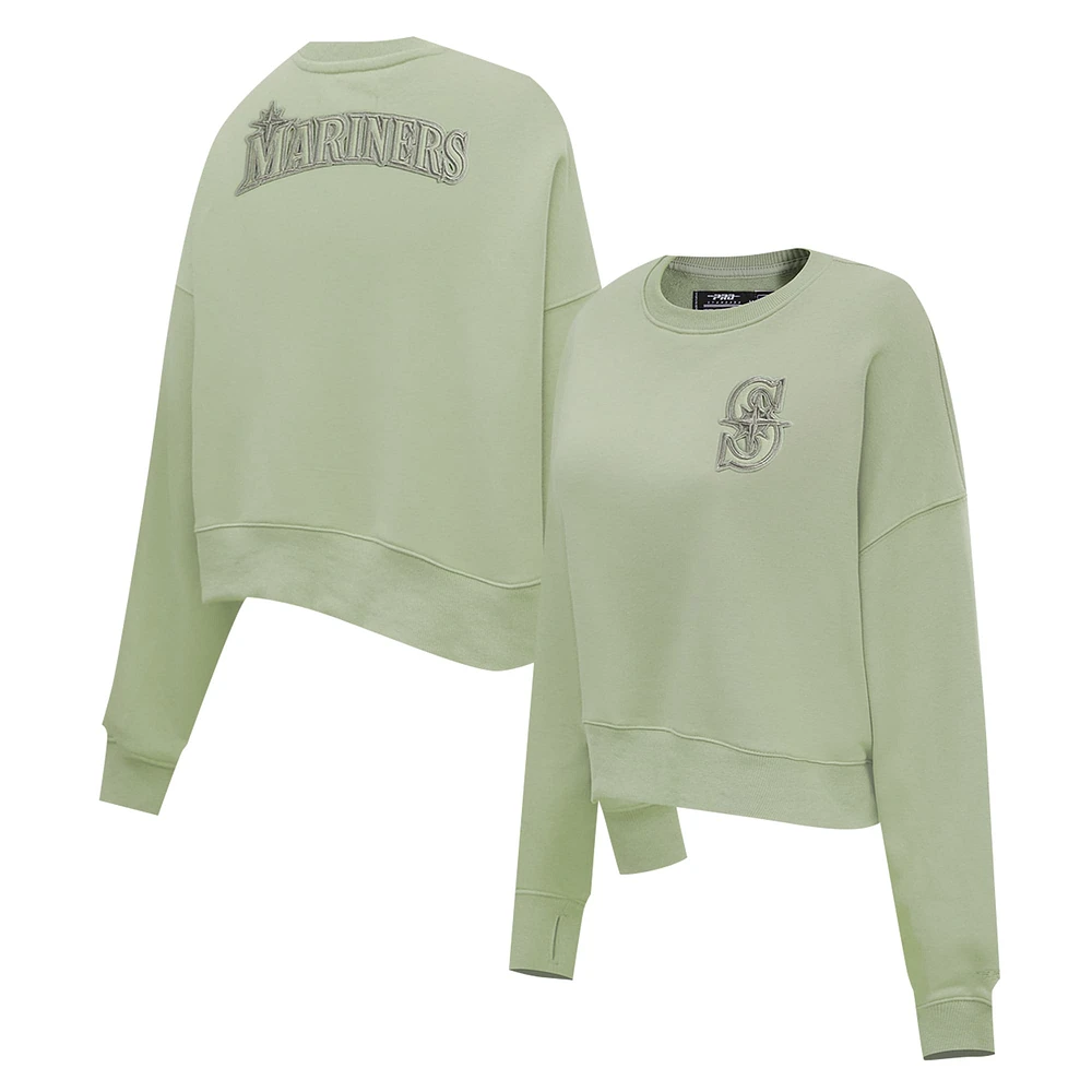 Women's Pro Standard Green Seattle Mariners Neutral Oversized Boxy Cropped Pullover Sweatshirt