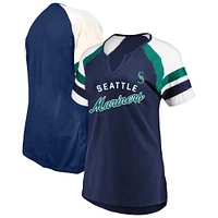 Women's Profile  Navy Seattle Mariners Arched Notch Neck T-Shirt