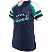 Women's Profile  Navy Seattle Mariners Arched Notch Neck T-Shirt