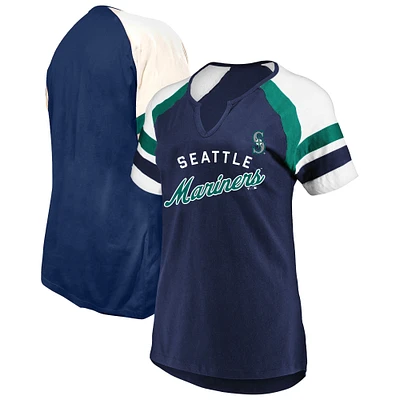Women's Profile  Navy Seattle Mariners Arched Notch Neck T-Shirt