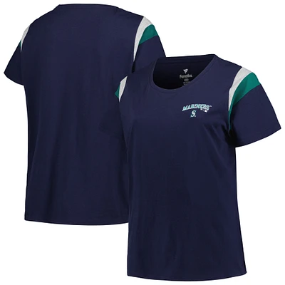 T-shirt à encolure dégagée taille plus pour femmes Profile Navy Seattle Mariners