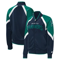 Women's Starter Navy/Aqua Seattle Mariners Touchdown Full-Zip Track Jacket