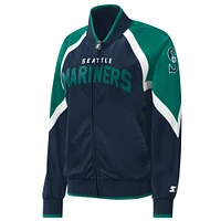 Women's Starter Navy/Aqua Seattle Mariners Touchdown Full-Zip Track Jacket