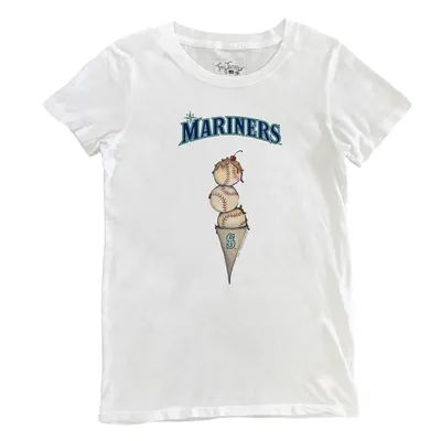 Lids Seattle Mariners Tiny Turnip Women's Triple Scoop 3/4-Sleeve Raglan T- Shirt - White/Navy