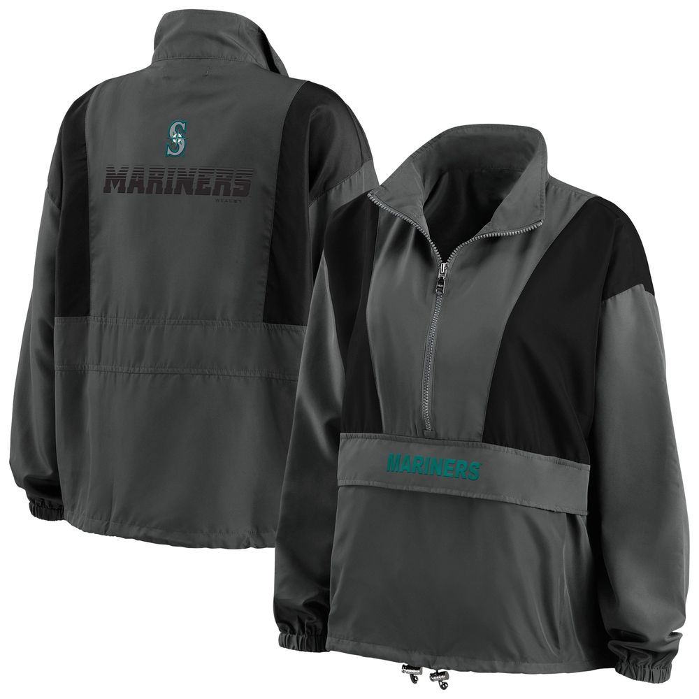 Women's WEAR by Erin Andrews Charcoal Seattle Mariners Packable Half-Zip Jacket