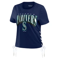 T-shirt court à lacets sur le côté des Seattle Mariners WEAR by Erin Andrews pour femmes