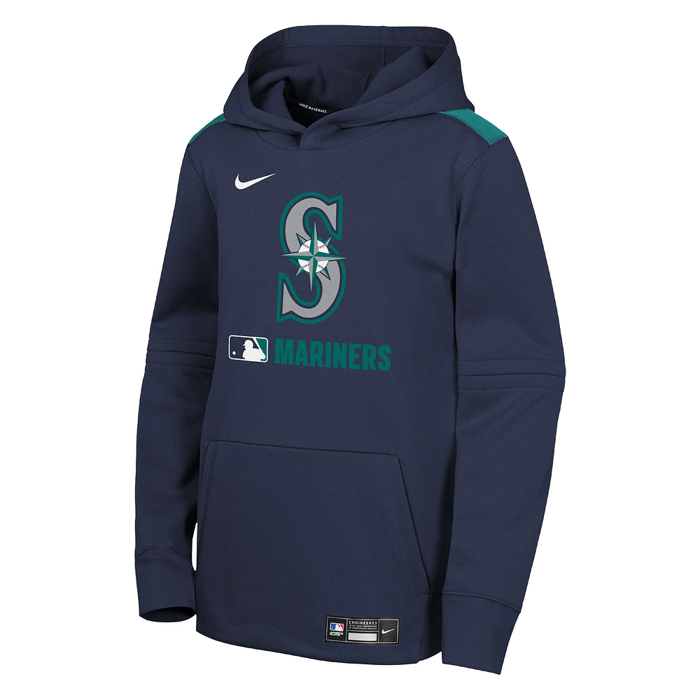 Youth Nike  Navy Seattle Mariners Authentic Collection Performance Pullover Hoodie