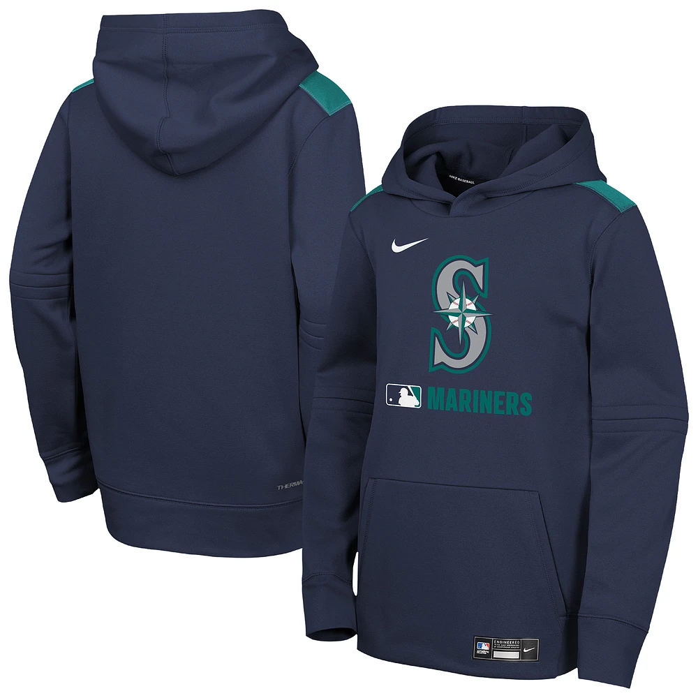 Youth Nike Navy Seattle Mariners Authentic Collection Performance Pullover Hoodie